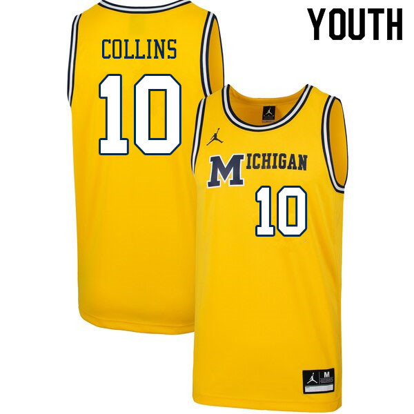 Youth #10 Frankie Collins Michigan Wolverines College Basketball Jerseys Sale-Throwback